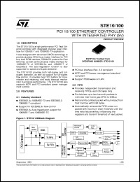STE10/100 datasheet: PCI 10/100 ETHERNET CONTROLLER WITH INTEGRATED PHY (5V) STE10/100