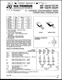 IRF721F1 datasheet: N-channel MOSFET, 350V, 2.5A IRF721F1