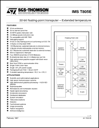 IMST805-F20E datasheet: 32-bit floating-point transputer IMST805-F20E