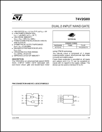 74V2G00 datasheet: DUAL 2 INPUT NAND GATE 74V2G00