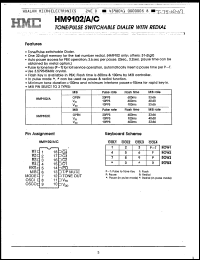 HM9102C datasheet: Tone/pulse switchable dialer with redial HM9102C