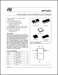 M27C2001 datasheet: 2 MBIT (256KB X8) UV EPROM AND OTP ROM M27C2001