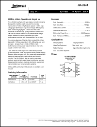 HA3-2544-2 datasheet: 50MHz, vdeo operational amplifier HA3-2544-2