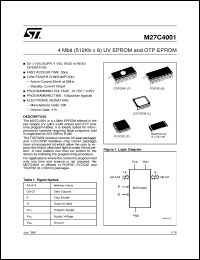 M27C4001 datasheet: 4 MBIT (512KB X8) UV EPROM AND OTP ROM M27C4001