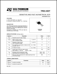 TR03-400T datasheet: SENSITIVE AND FAST ASYMETRICAL SCR TR03-400T