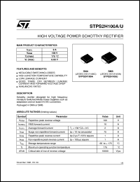 STPS2H100A datasheet: HIGH VOLTAGE POWER SCHOTTKY RECTIFIER STPS2H100A