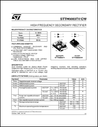 STTH6003CW datasheet: HIGH FREQUENCY SECONDARY RECTIFIER STTH6003CW