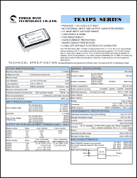 TEA1P5-12D12 datasheet: Input range:9-18 VDC;output voltage:+/-12 VDC; output current:+/-60 mA;input current:174 mA; 1.5 W output  DC-DC converter TEA1P5-12D12