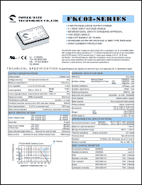 FKC03-12D15 datasheet: Input range:9-18 VDC;output voltage:+/-15 VDC; output current:+/-100 mA;input current:321 mA; 3 W DC-DC converter FKC03-12D15