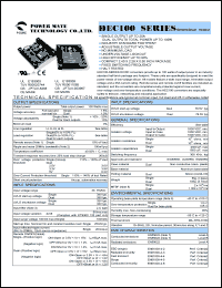 HEC100-48D2505 datasheet: Input range:36-75 VDC;output voltage:5/2.5 VDC; output current:20/25 A;input current:2.45 A; 100 W  dual output DC-DC converter HEC100-48D2505