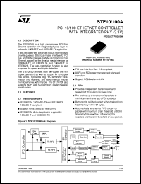 STE10/100A datasheet: PCI 10/100 ETHERNET CONTROLLER WITH INTEGRATED PHY (3.3V) STE10/100A