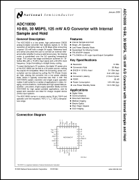ADC10030CIVT datasheet: 10-Bit, 30 MSPS, 125 mW A/D Converter with Internal Sample and Hold ADC10030CIVT