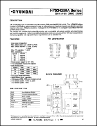 HY534256ALJ-70 datasheet: 256K x 4-bit CMOS DRAM, 70ns, low power HY534256ALJ-70