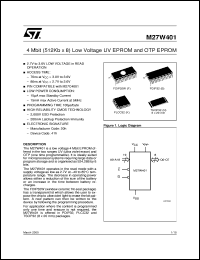 M27W401 datasheet: 4 MBIT (512KB X8) LOW VOLTAGE UV EPROM AND OTP EPROM M27W401