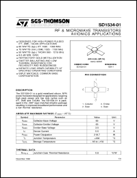 SD1534-01 datasheet: AVIONICS APPLICATIONS RF & MICROWAVE TRANSISTORS SD1534-01