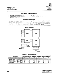 AM9128-10PC datasheet: 2048 x 8 static RAM, 100ns AM9128-10PC