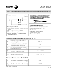 5KP12A datasheet: 12 V, 5 mA, 5000 W unidirectional and bidirectional load dump glass passivated automotive T.V.S. 5KP12A