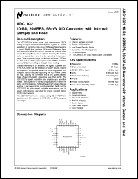 ADC10321CIVT datasheet: 10-Bit, 20MSPS, 98mW A/D Converter with Internal Sample and Hold ADC10321CIVT