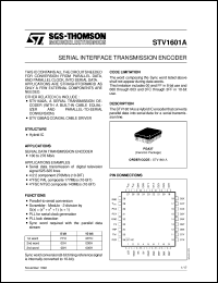 STV1601A datasheet: SERIAL INTERFACE TRANSMISSION ENCODER STV1601A