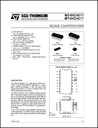 M74HC4017 datasheet: DECADE COUNTER/DIVIDER M74HC4017