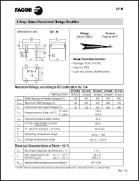 DF10M datasheet: 1000 V, 1 A glass passivated bridge rectifier DF10M