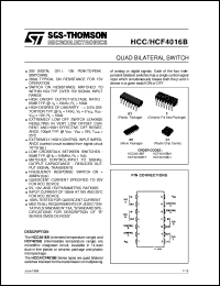 HCF4016B datasheet: QUAD BILATERAL SWITCH HCF4016B