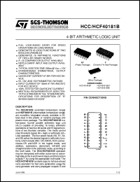 HCF40181B datasheet: 4-BIT ARITHMETIC LOGIC UNIT HCF40181B