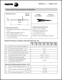 BYW27-50 datasheet: 50 V, 1 A glass passivated junction rectifier BYW27-50