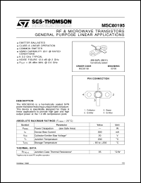 MSC80195 datasheet: GENERAL PURPOSE LINEAR APPLICATIONS RF & MICROWAVE TRANSISTORS MSC80195