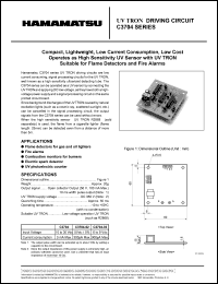 C3704-02 datasheet: INputV: 5Vdc; max current: 300mA; compact, lightweight, low current consumption, low cost operates as high sensitivity UV sensor with UV TRON suitable for flame detectors and fire alarms C3704-02