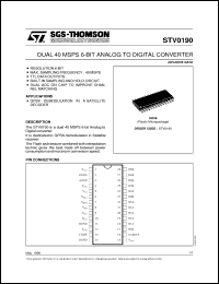 STV0190 datasheet: DUAL 60 MSPS 6-BIT ANALOG TO DIGITAL CONVERSER STV0190