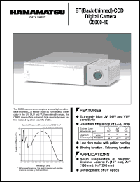 C8000-10 datasheet: Number of pixels: 640(H) x 480(V); BT (back-thinned)- CCD digital camera C8000-10