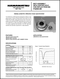 F4294-09 datasheet: MCP assembly with center hole for reflection MS. For reflection mass spectrometer F4294-09