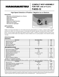 F4655-12 datasheet: compact MCP assembly (time of light). For TOF detector F4655-12