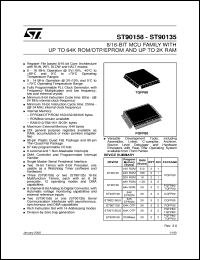 ST90135M4 datasheet: 8/16-BIT MICROCONTROLLER (MCU) WITH 16 TO 64K ROM, OTP OR EPROM, 512 TO 2K RAM - ST9 + FAMILY ST90135M4