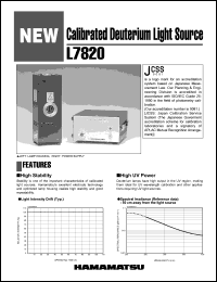 L7820 datasheet: 30W; calibrated deuterium light source L7820