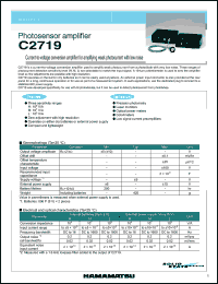 C2719 datasheet: Supply voltage:+-9V; current-to-voltage conversion photosensor amplifier for weak photocurrent with low noise C2719