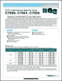 C7021 datasheet: Number of pixels:532x64 etc; number of active pixels:512x60 etc; CCD multichannel detector head. Designed for front-illuminated CCD area image sensor C7021