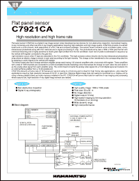 C7921CA datasheet: Supply voltage: 6.0V; flat panel sensor: high resolution and high flame rate C7921CA