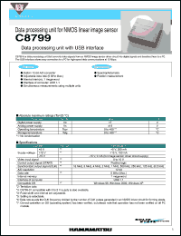 C8799 datasheet: Supply voltage: +7V; data processing unit for NMOS linear image sensor: data processing unit USB interface C8799