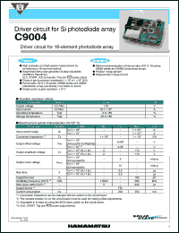 C9004 datasheet: Supply voltage: +18V; driver circuit for Si 16-element photodiode array C9004