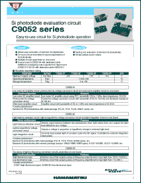 C9052-04 datasheet: Supply voltage: +16V; Si photodiode evalution circuit: easy to use for Si photodiode operation C9052-04