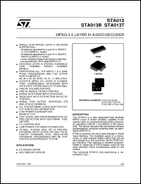 STA013 datasheet: MPEG 2.5 LAYER III (MP3) AUDIO DECODER STA013