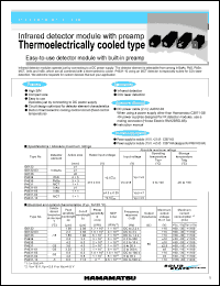G6126 datasheet: Active area size:5mm; rated input voltage:+-15 +-0.5V; infrared detector mudule with preamp thermoelectrically cooled type: easy-to-use detector module with built-in preamplifier. For infrared detection and CO2 laser detection G6126