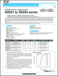 G9203-256D datasheet: Number of pixels:256; supply voltage:5.0V; clock pulse voltage: 5.5V; InGaAs linear image sensor for DWDM wavelength monitor and optical spectrum analyzer G9203-256D