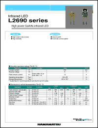 L2690-02 datasheet: 80mA; 5V; 1.5A;  high power GaAIAs infrared LED. For optical switches and automatic control systems L2690-02