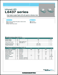 L6437-01 datasheet: Forward current:65mA; 5V; infrared LED: high radiant output GaAs LED with position reference hole. For auto-focus and optical switch L6437-01