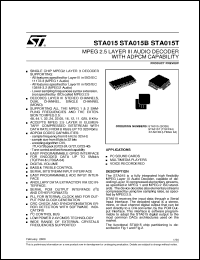 STA015B datasheet: MPEG 2.5 LAYER III AUDIO DECODER WITH ADPCM CAPABILITY STA015B