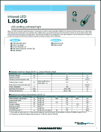L8506 datasheet: 5V; forward current:80mA; 150mW; infrared LED: LED emitting collimated light. For optical encoder, optical switch L8506