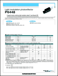 P6448 datasheet: 0.5-7V; 50mA; light modulation photoreflector: compact module combining light modulation photo IC and infrared LED. For reflective optical switches P6448